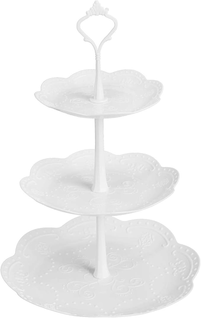 Coitak 3 Tier Cupcake Stand, Plastic Tiered Serving Stand, Dessert Tower Tray for Tea Party, Baby... | Amazon (US)
