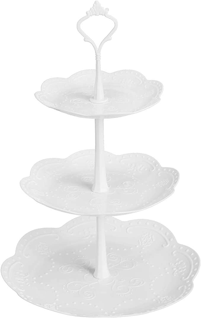 Coitak 3 Tier Cupcake Stand, Plastic Tiered Serving Stand, Dessert Tower Tray for Tea Party, Baby... | Amazon (US)