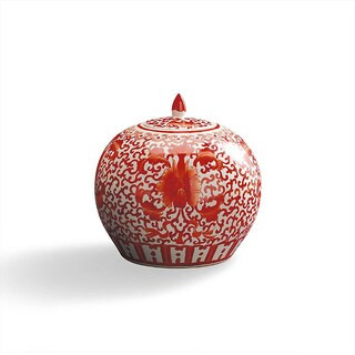 Coral and White Chinoiserie Lidded Pot | Frontgate | Frontgate