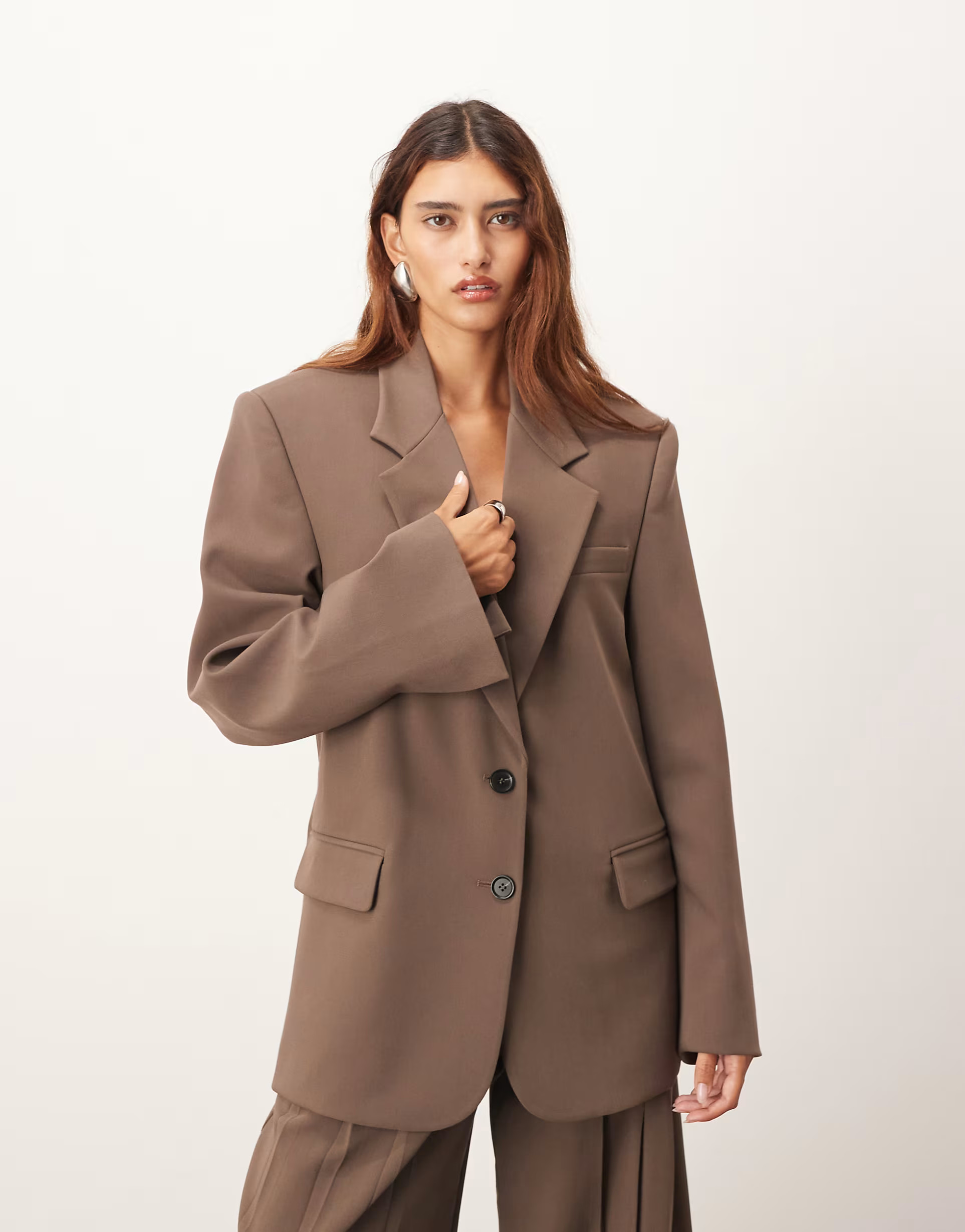 ARRANGE wool oversized single breasted blazer co-ord in chocolate | ASOS | ASOS (Global)