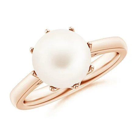 Angara Freshwater Cultured Pearl Solitaire Crown Ring in 14K Rose Gold for Women | June Birthstone Jewelry for Her | Walmart (US)
