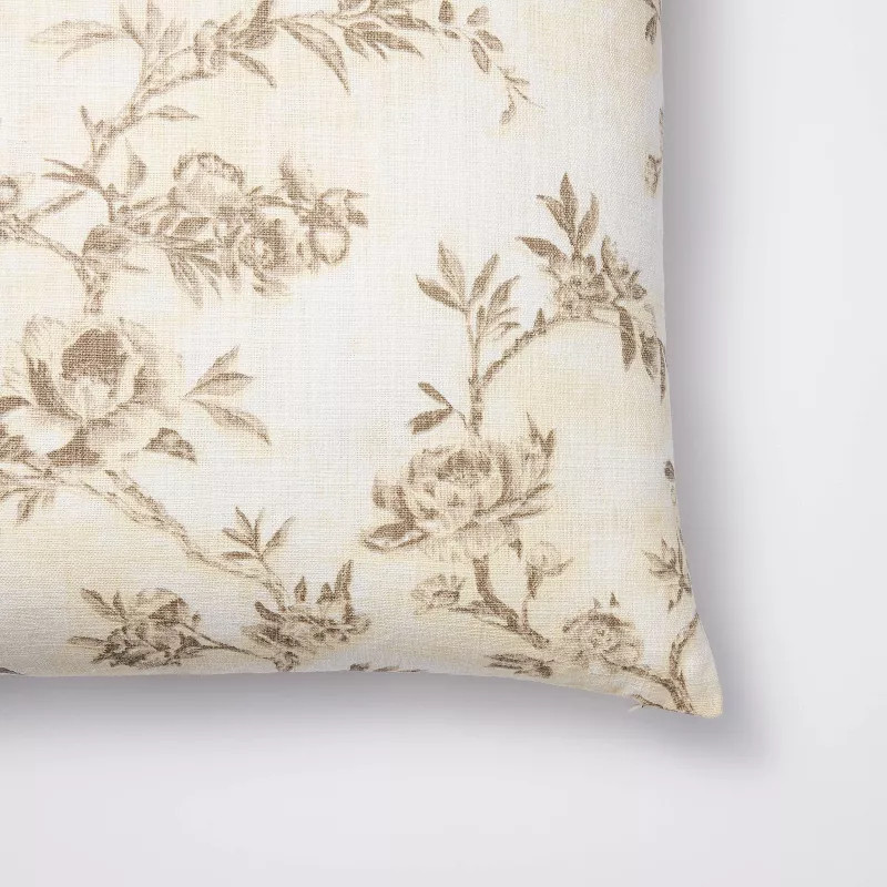 Euro Etched Neutral Floral Decorative Throw Pillow - Threshold™ designed with Studio McGee | Target