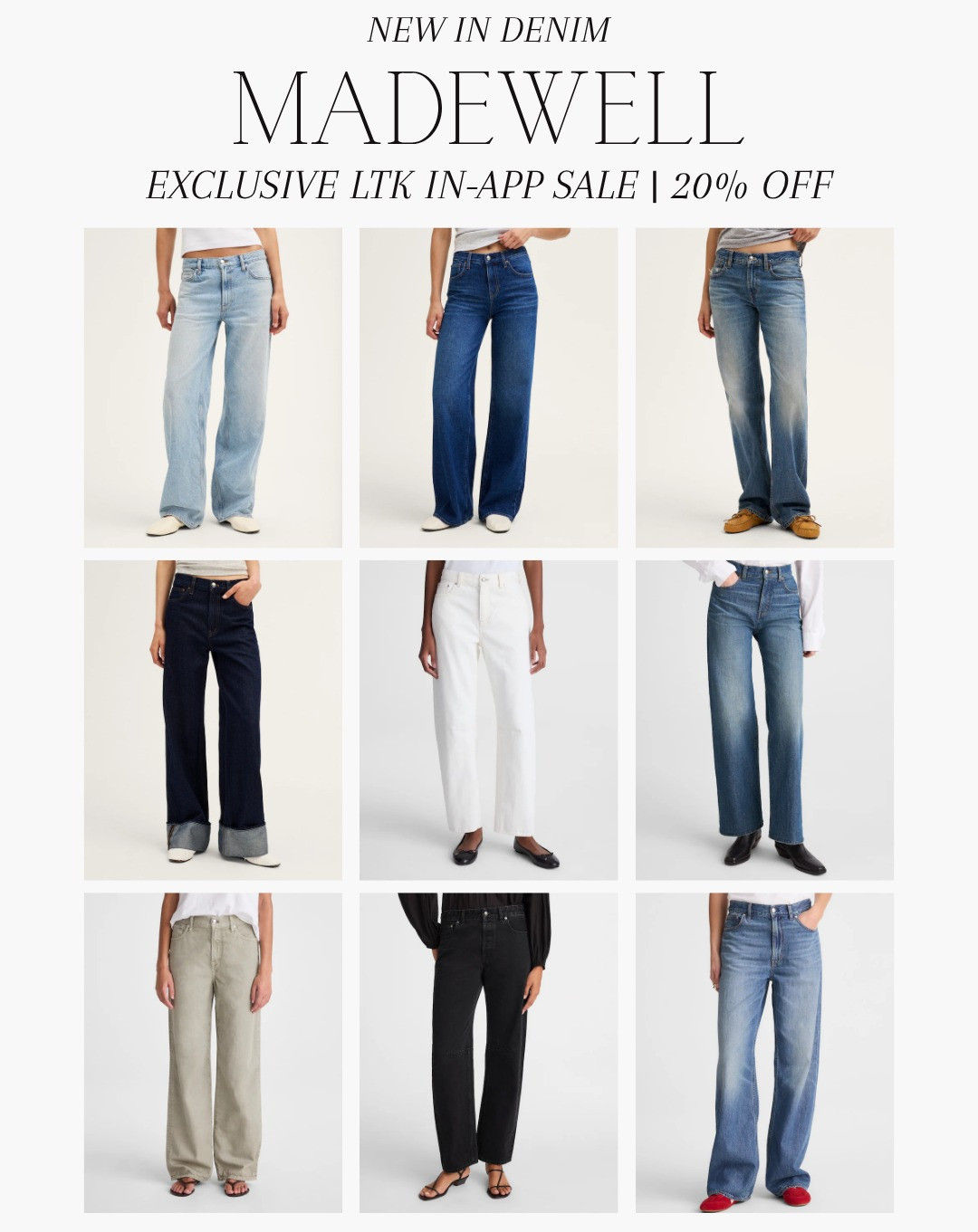 [8/14/26] code LTK20 | Madewell Exclusive In-App Sale | 20% off. New in denim finds! 👖🛒

#LTKxMadewell #LTKootd #LTKSaleAlert