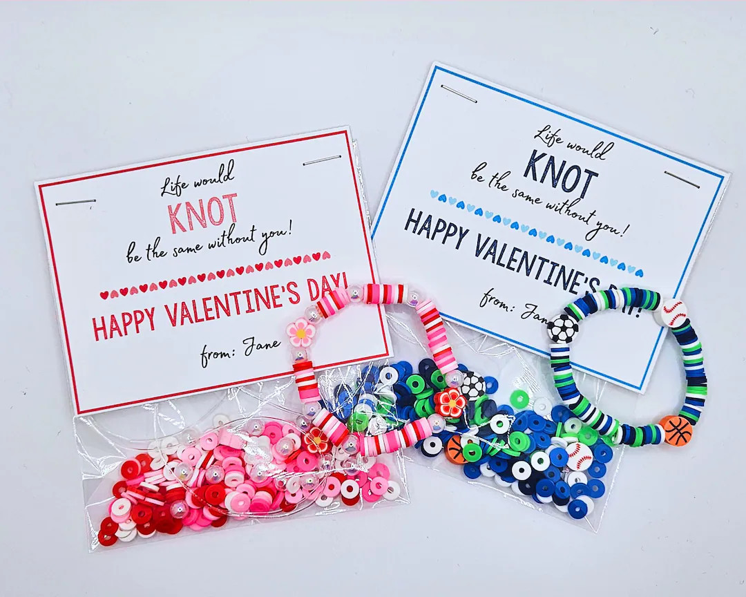 Valentine's Day Cards With Bracelet Kit Girl Boy Custom Class Gift - Etsy | Etsy (US)