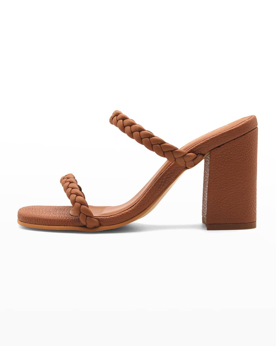 KAANAS Binjai Double-Braid Leather Heeled Sandals | Neiman Marcus