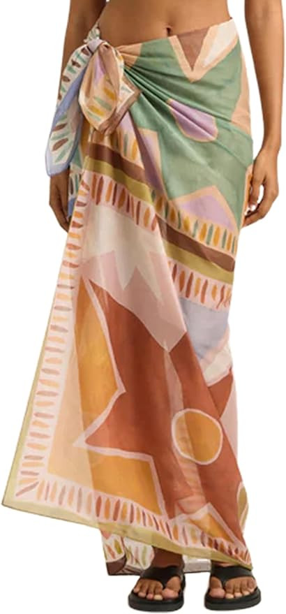 Fiona Jolin Women's Sarong Pareo Cotton Beach Coverups Lightweight Wrap Skirt Boho Printed Bikini... | Amazon (US)