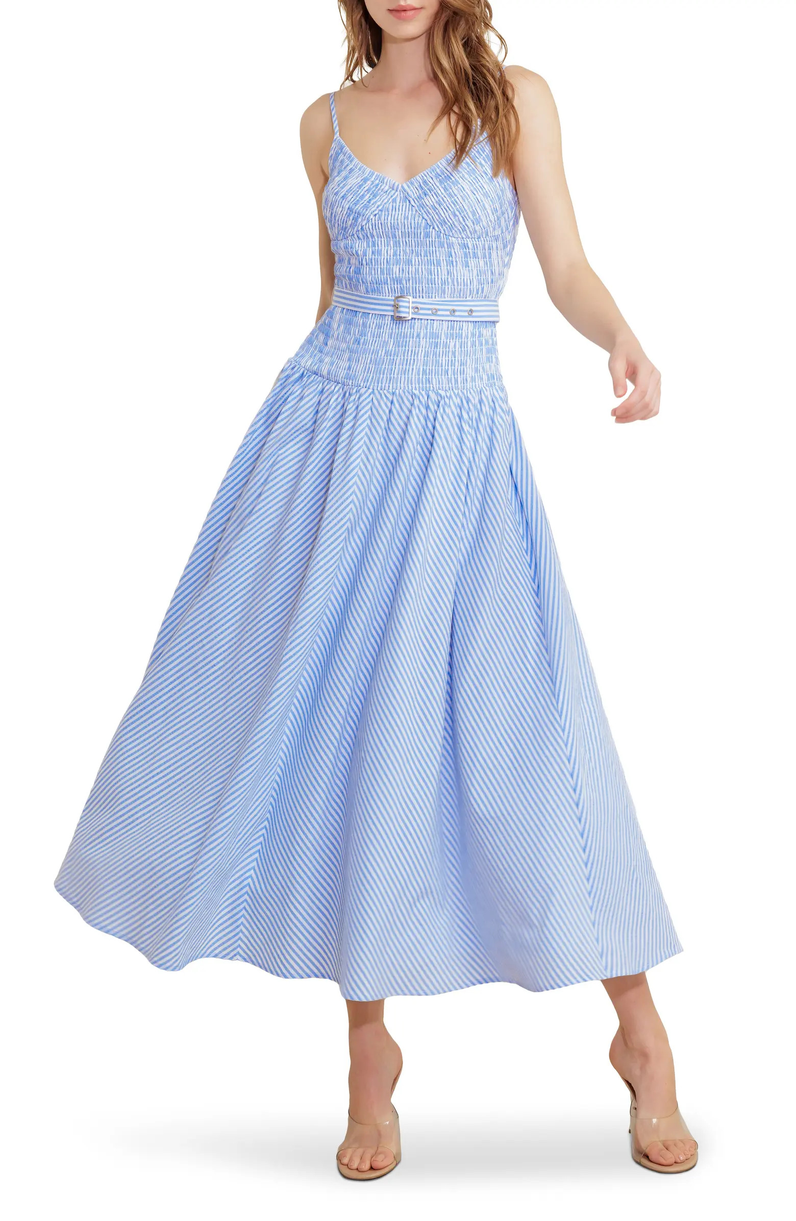 Smocked Bodice Cotton Blend Sundress | Nordstrom