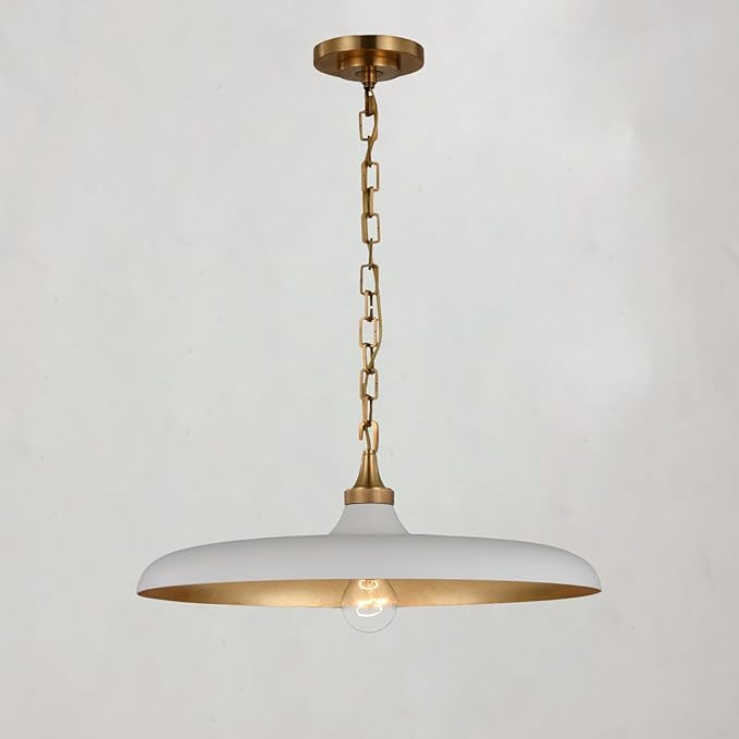 Piatto Medium Pendant，Height：7"，Width：18" (Brass-Ivory) | Amazon (US)