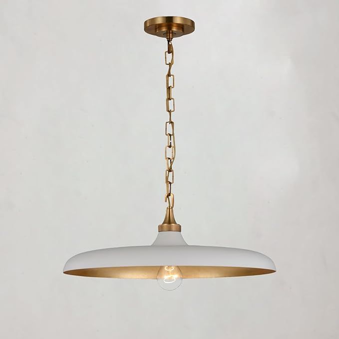 Piatto Medium Pendant，Height：7"，Width：18" (Brass-Ivory) | Amazon (US)