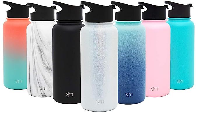 Simple Modern Summit Water Bottle + Extra Lid - Wide Mouth Vacuum Insulated 18/8 Stainless Steel ... | Amazon (US)