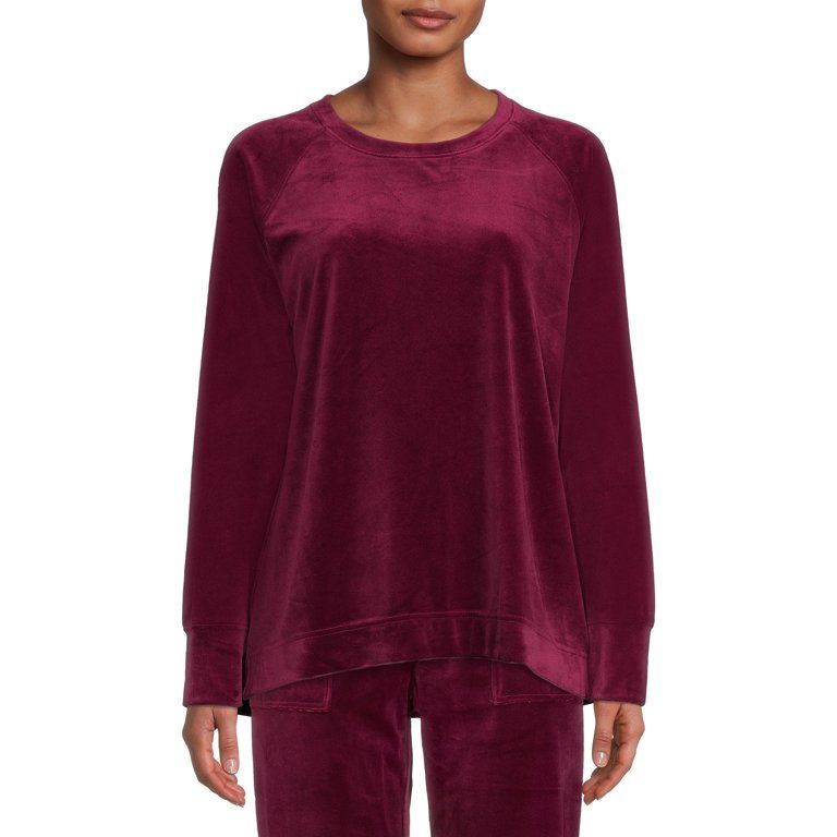 Time and Tru Women's Velour Lounge Sweatshirt | Walmart (US)