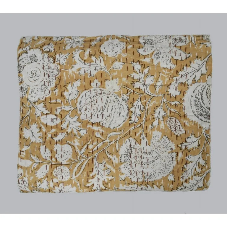 Indian Cotton Floral Kantha Quilt Boho Bedspread Ethnic Bedding Throw Handmade Bohemian 100% Cott... | Walmart (US)