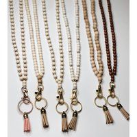 Teacher Lanyard, Wood Bead Beads, Personalized, Boho Teacher, Badge Holder, Beaded Lanyard Gift | Etsy (US)