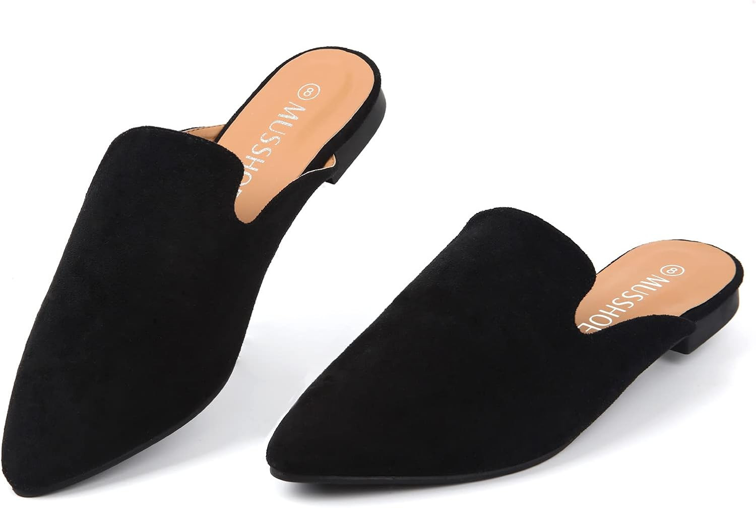 MUSSHOE Mules for Women Slip On Comfortable Pointed Toe Womens Loafers Women's Flats for Women's ... | Amazon (US)