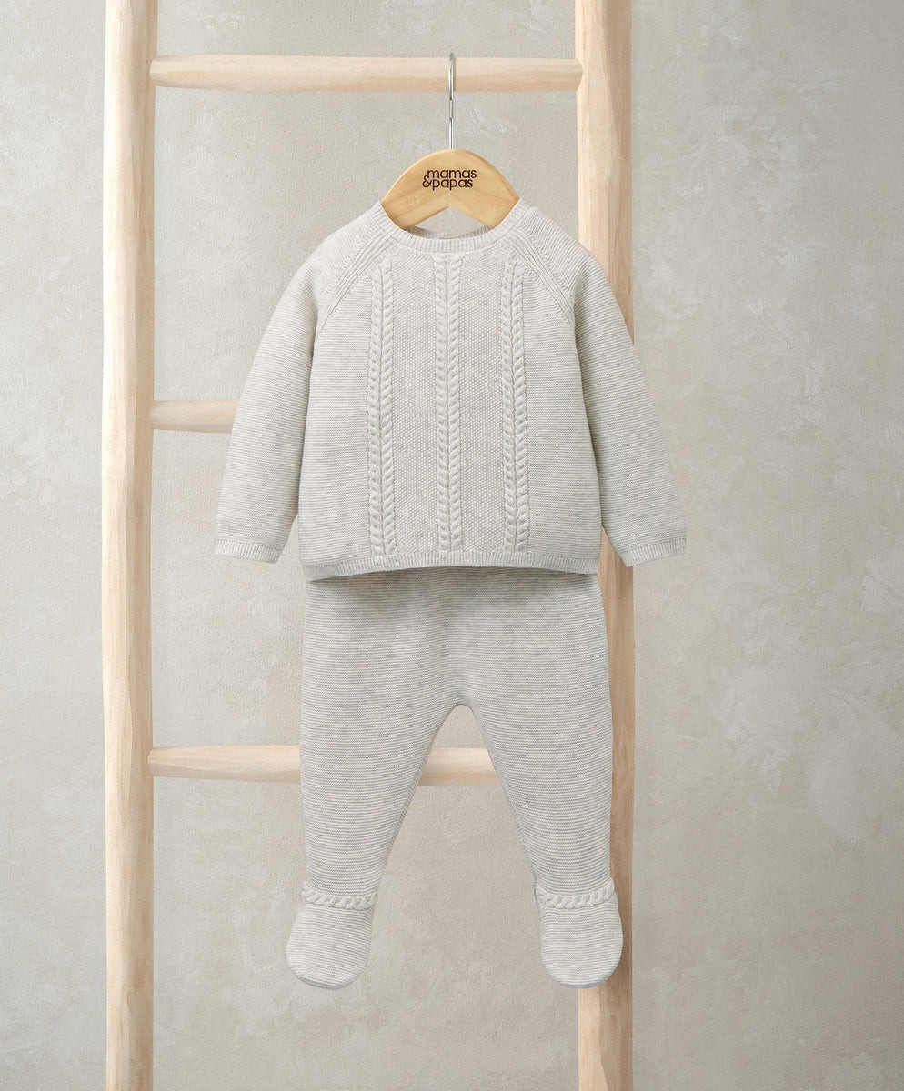 Cable Knit Top & Bottoms Set (2 Pieces) - Grey | Mamas & Papas