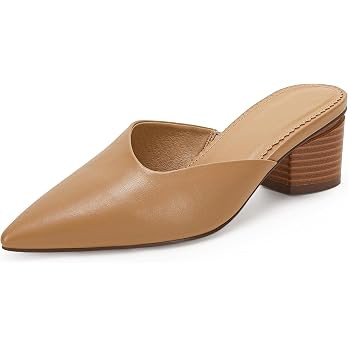 Coutgo Womens Pointed Toe V Cut Mules Chunky Block Heels Slip On Clogs Fashion Office Slides Shoe... | Amazon (US)