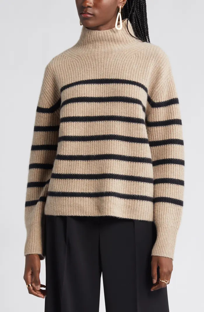 Stripe Cashmere Mock Neck Sweater | Nordstrom
