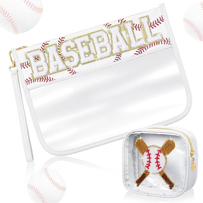Hillban 2 Pcs Baseball Gifts Chenille Letter Bags Baseball Makeup Bag Baseball Party Survival Kit... | Amazon (US)