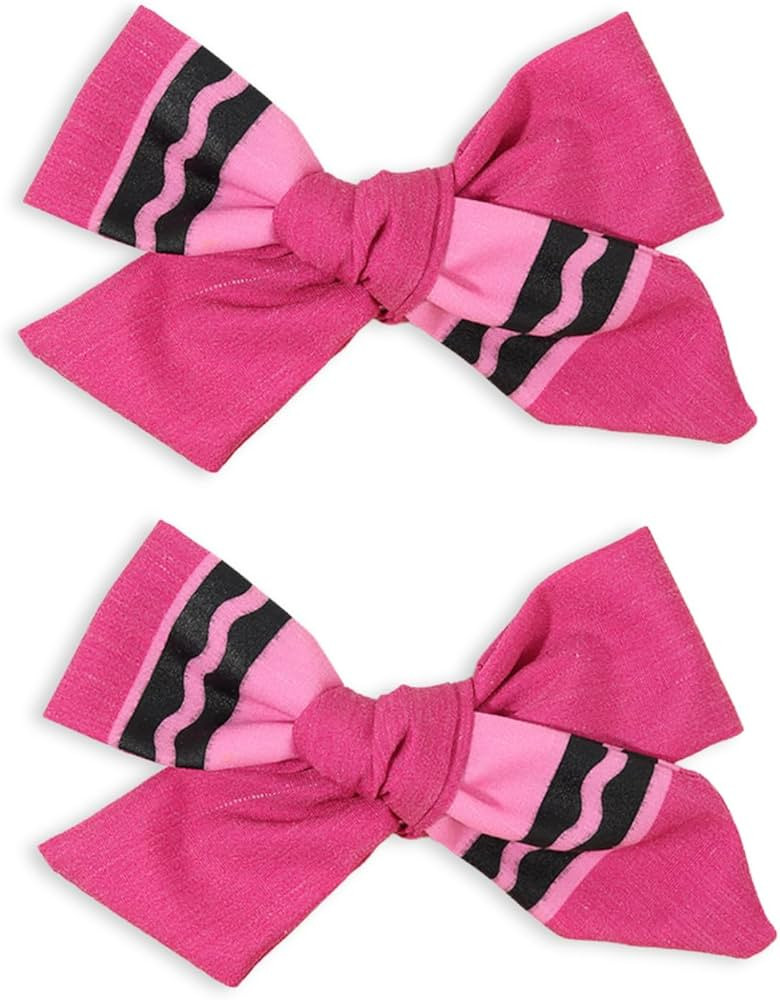 Back to School Bows Hot Pink Crayon Hair Bows for Girls Cute School Hair Barrettes Accessories Ha... | Amazon (US)
