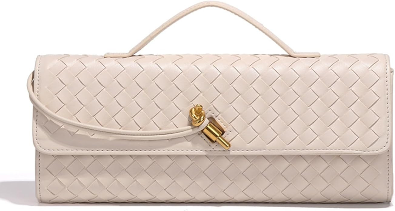 Evening Woven Handbag for Women PU Leather Clutch Purses Removable Strap Shoulder Bag Fashion Cro... | Amazon (US)