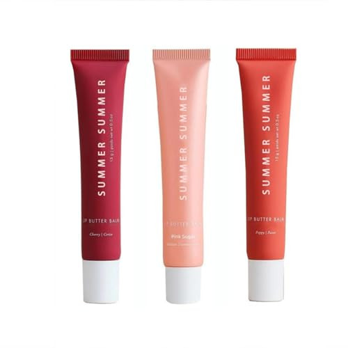 3 PACK Summer Lip Balm Summer Day On Friday Lip Butter Balm Conditioning Lip Care (Pink Sugar+Cherry+Poppy, 15g) | Amazon (US)