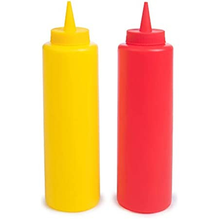 BRIGHTFROM Condiment Squeeze Bottles, RED/YELLOW 8 OZ Empty Squirt Bottle with Wide Neck - Great ... | Amazon (US)