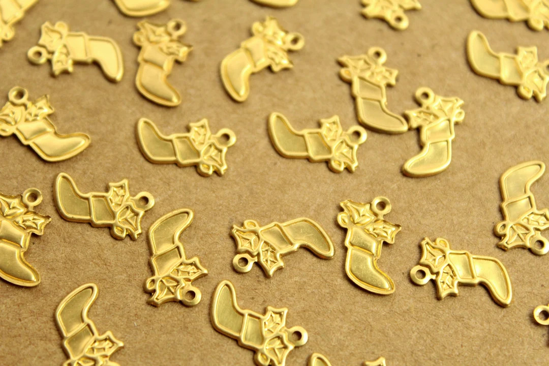 24 Pc. Raw Brass Christmas Stocking Charms: 13mm by 9mm - Made in USA | RB-1418 - Etsy | Etsy (US)