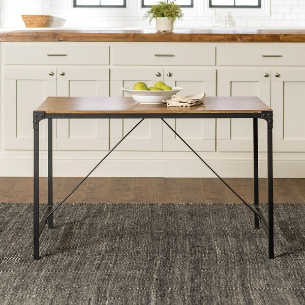 Carbon Loft Edelman 48-inch Angle Iron Dining Table - Barnwood | Bed Bath & Beyond