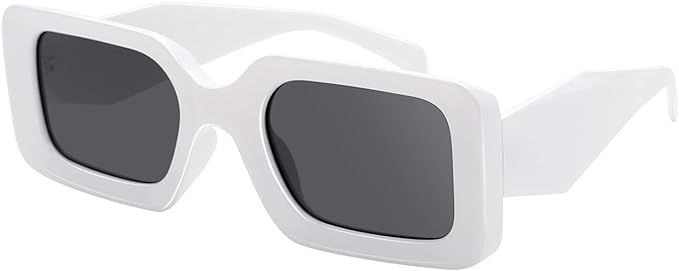 Rectangle Sunglasses for Women Men- Trendy Shades Retro Square glasses Fashion 90s Eyewear | Amazon (US)
