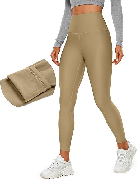 CRZ YOGA Womens Fleece Lined Leggings 25'' - High Waisted Workout Hiking Pants Winter Warm Thick ... | Amazon (US)