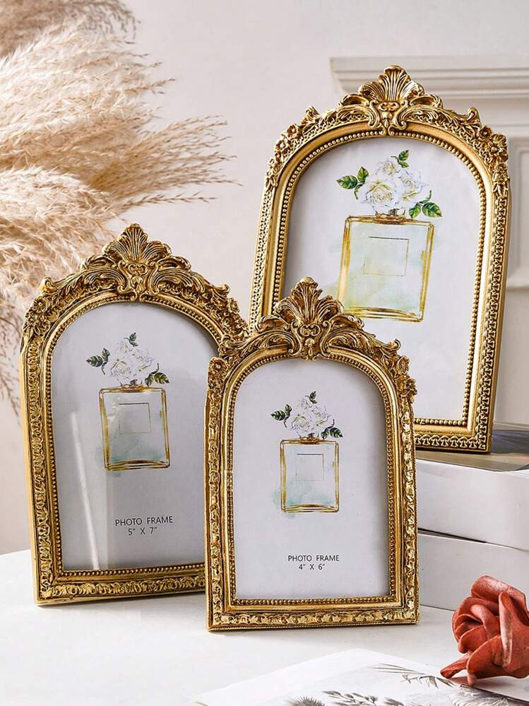 1pc Vintage European Style Gold Curved Frame Decorative Photo Frame, With One Random Inner Paper, For Home Decoration And Picture Display Gifts Birthday Graduation | SHEIN