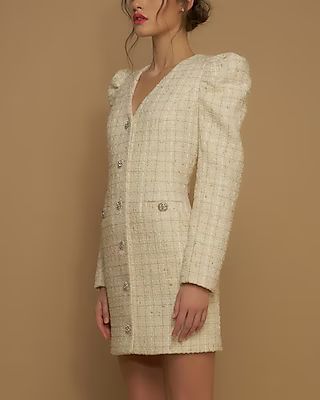 Endless Rose Premium Long Sleeve Tweed Mini Dress | Express