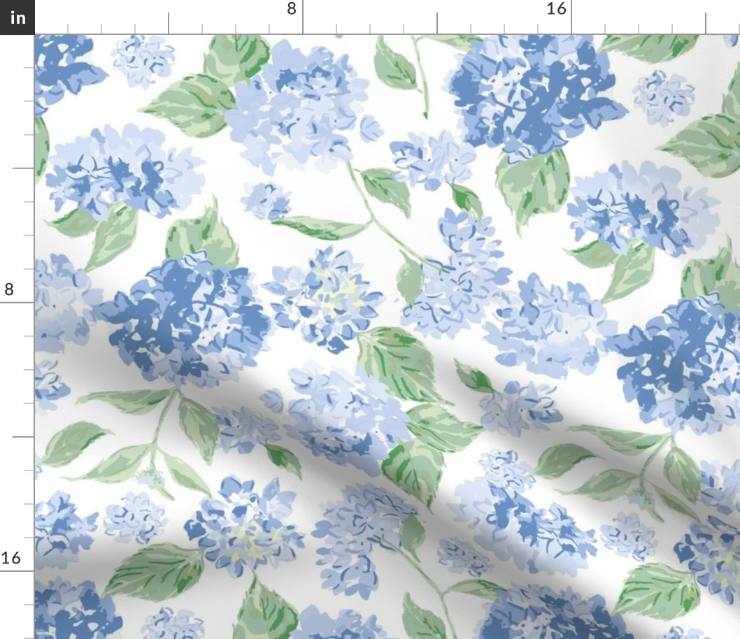 hydrangea blue and green Fabric | Spoonflower | Spoonflower