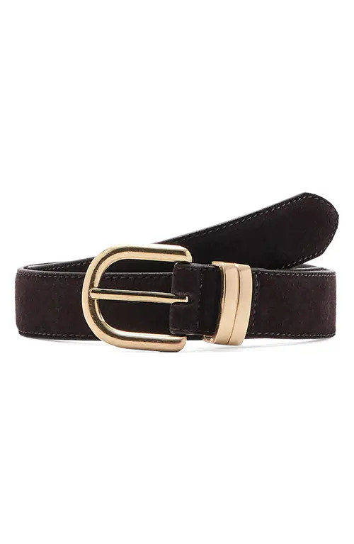 MANGO Suede Belt in Chocolate at Nordstrom, Size Medium | Nordstrom