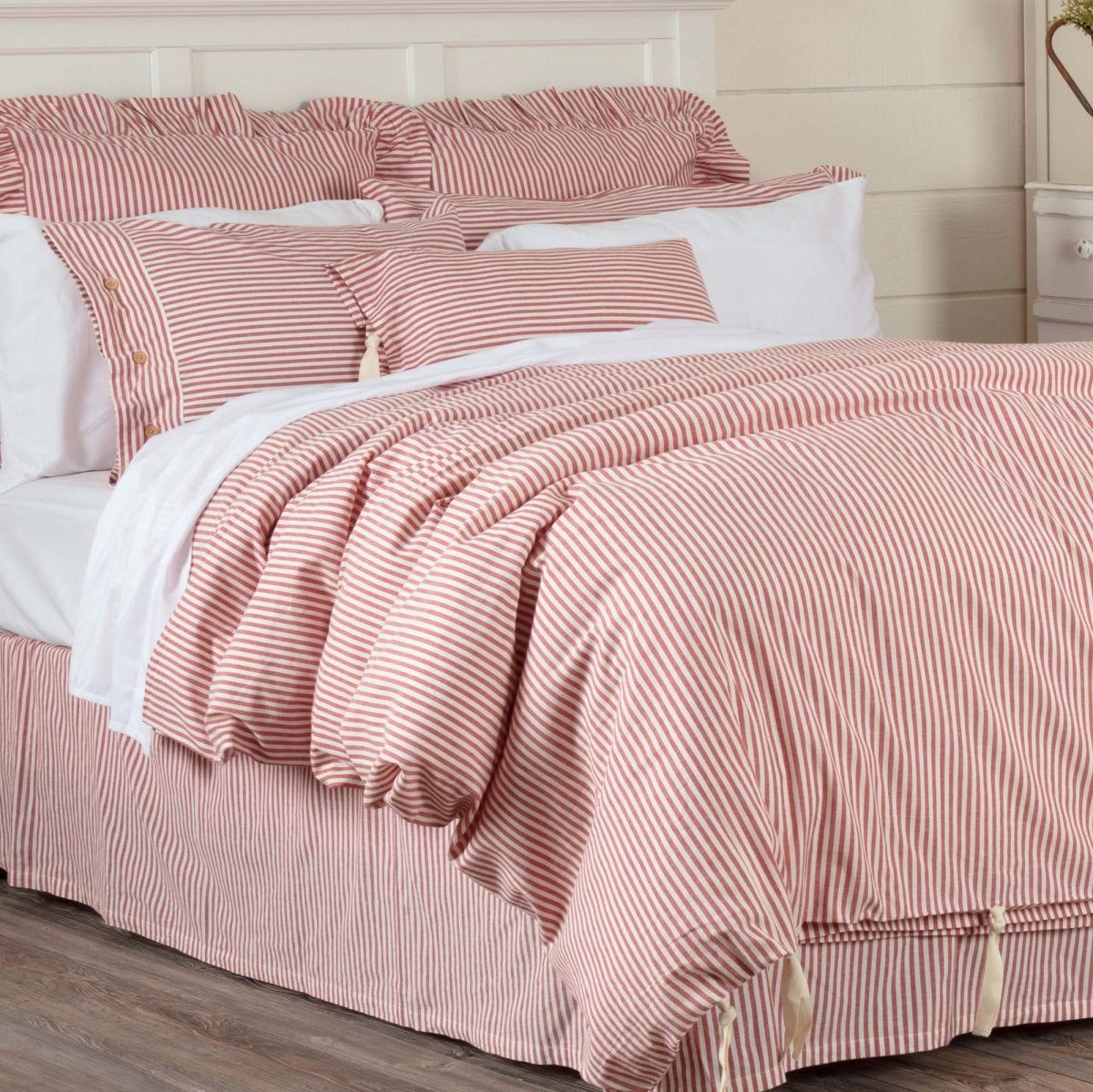 Farmhouse Ticking Red Duvet Covers - Piper Classics | Piper Classics