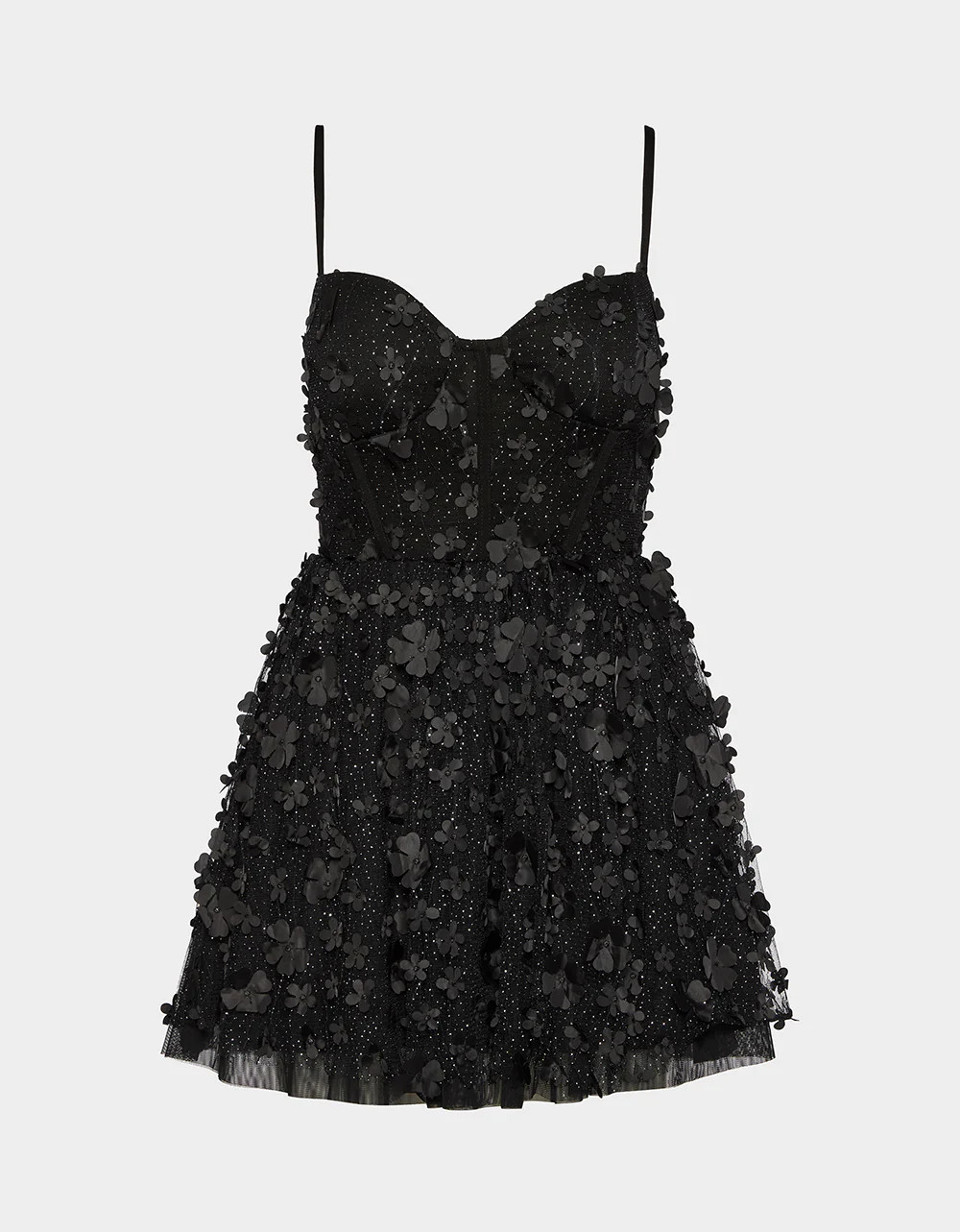 MIDNIGHT BLOOM DRESS BLACK Butterfly Mesh Corset Bustier Mini Women's Dress | Betsey Johnson