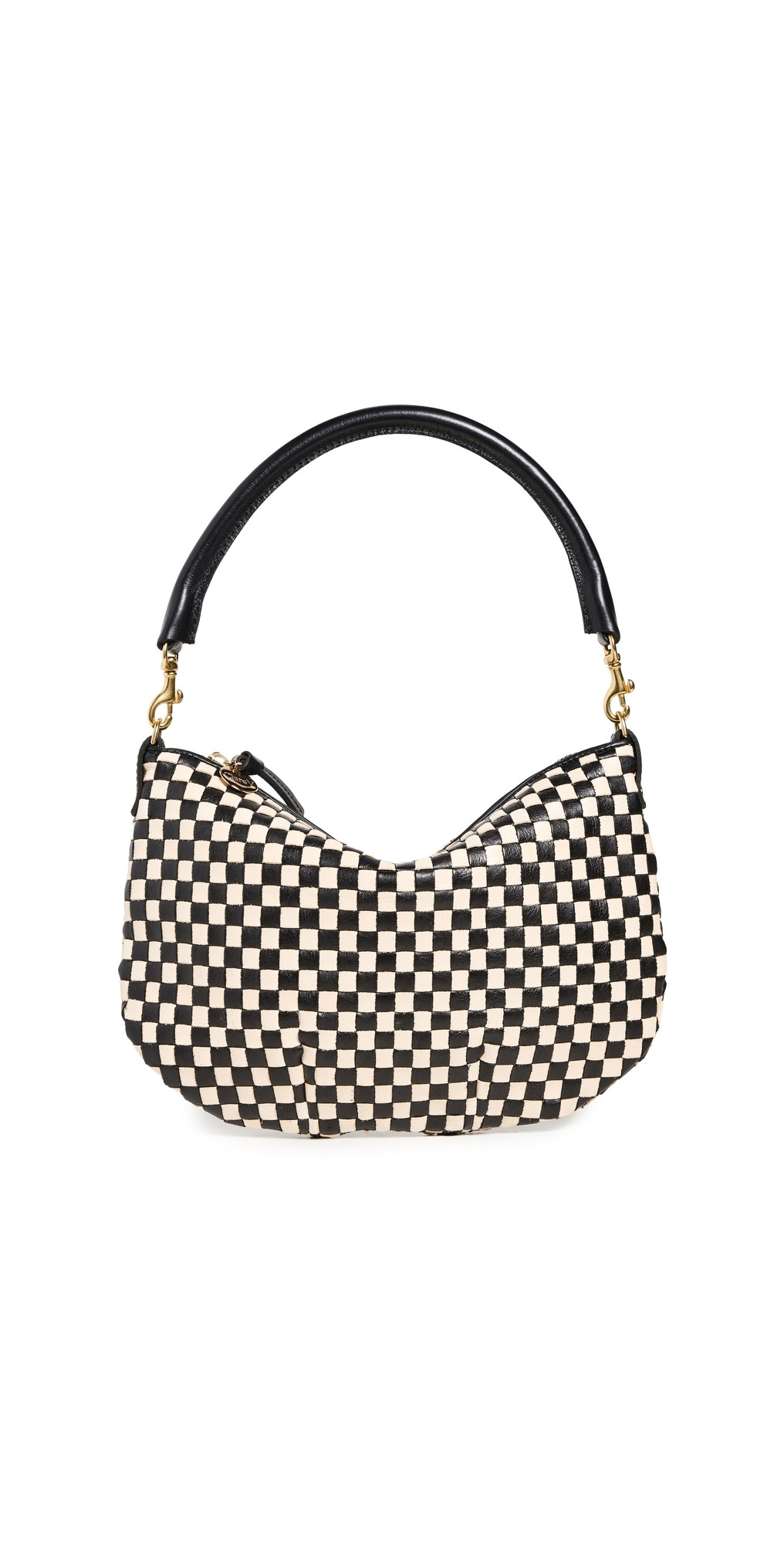 Clare V. Petite Moyen Messenger Black & Cream Woven Checker One Size | Shopbop