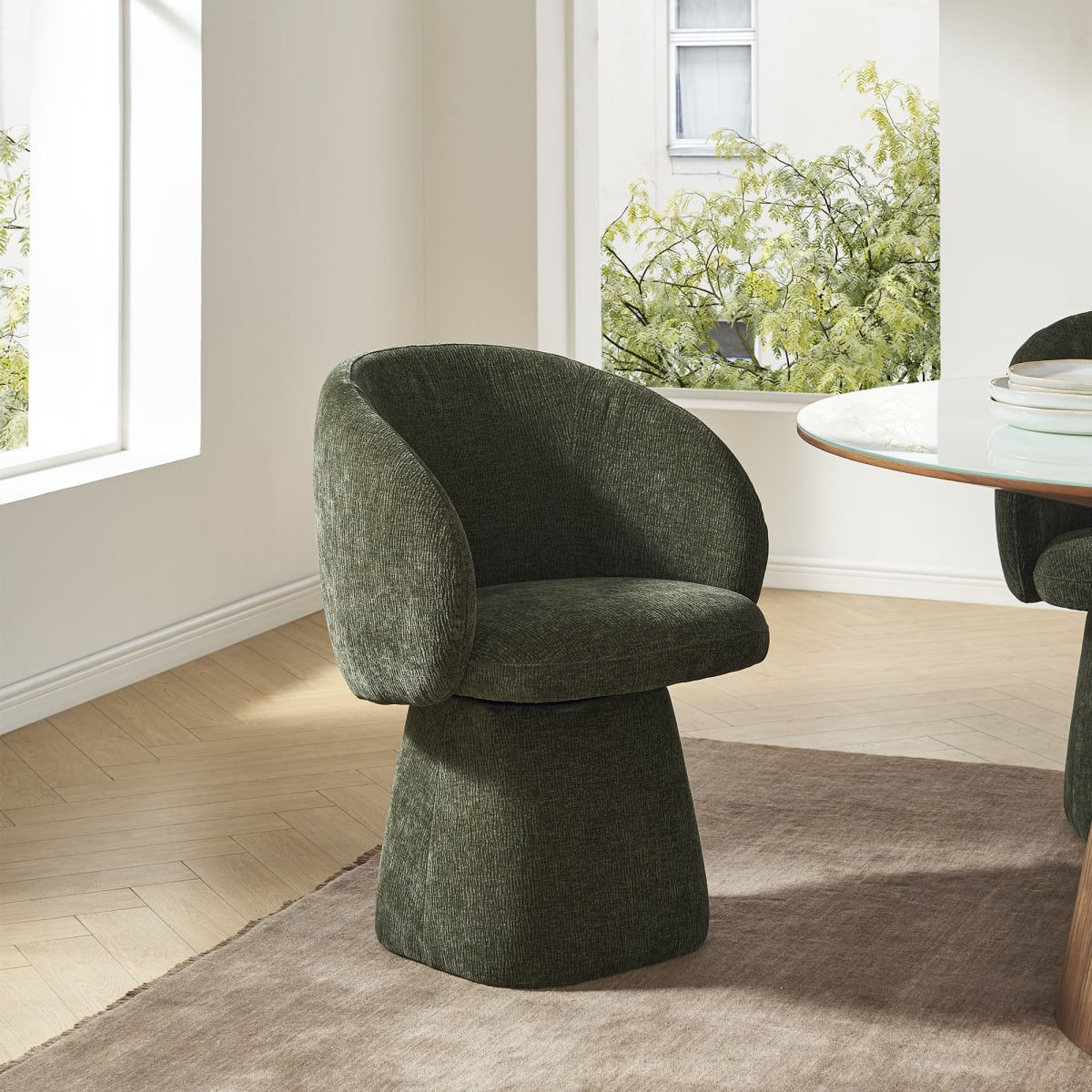 Cassidy Swivel Chair Set, Set of 2 Chairs, Green, Castlery, 360° Swivel | Castlery US