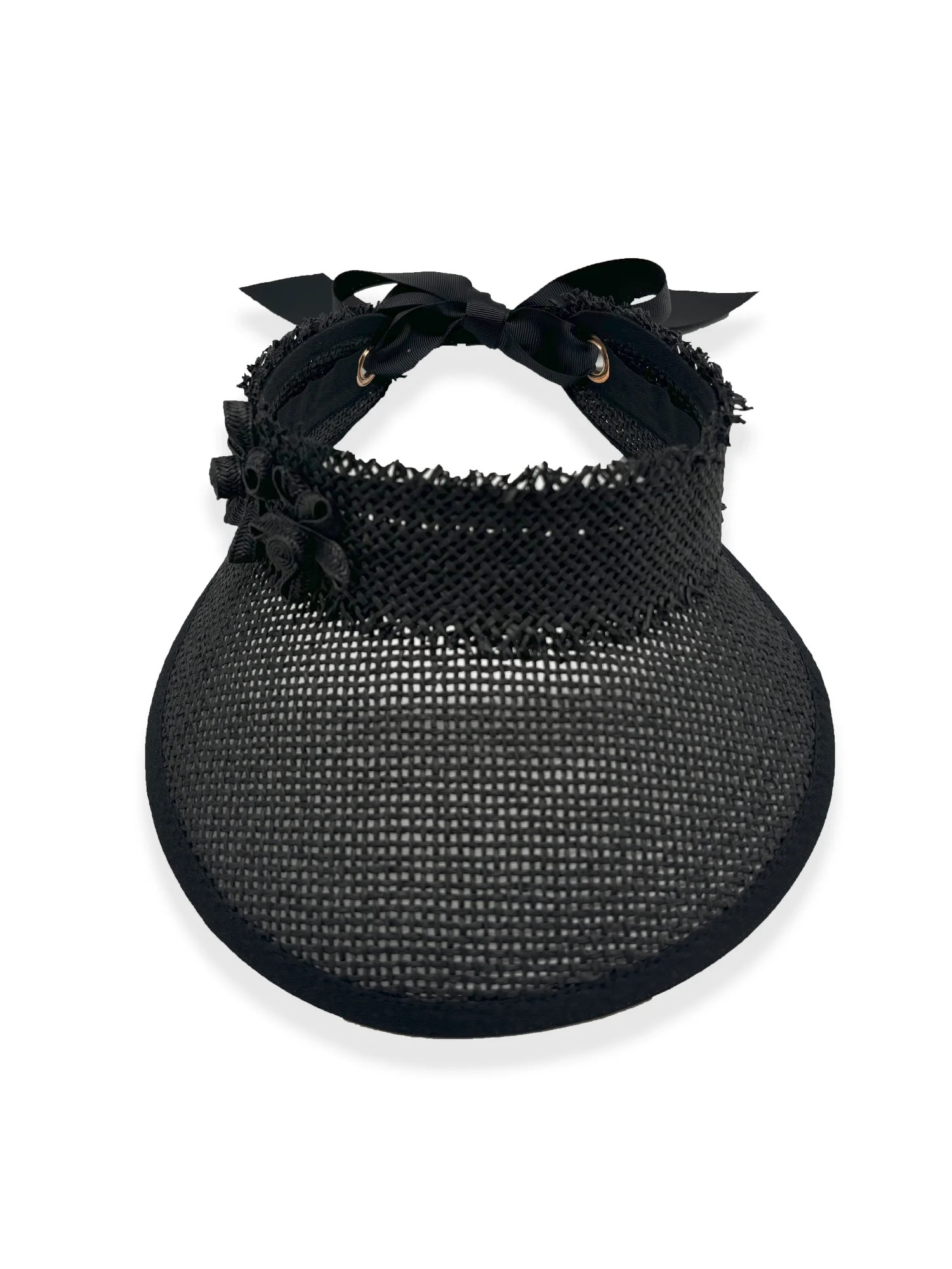 Time And Tru Women's Flower Straw Visor Hat, OSFM, Black | Walmart (US)