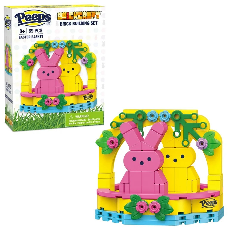 Brickcraft Peeps Easter Basket Pink & Yellow Brick Building Kit (89-Plastic Piece Set), Includes ... | Walmart (US)