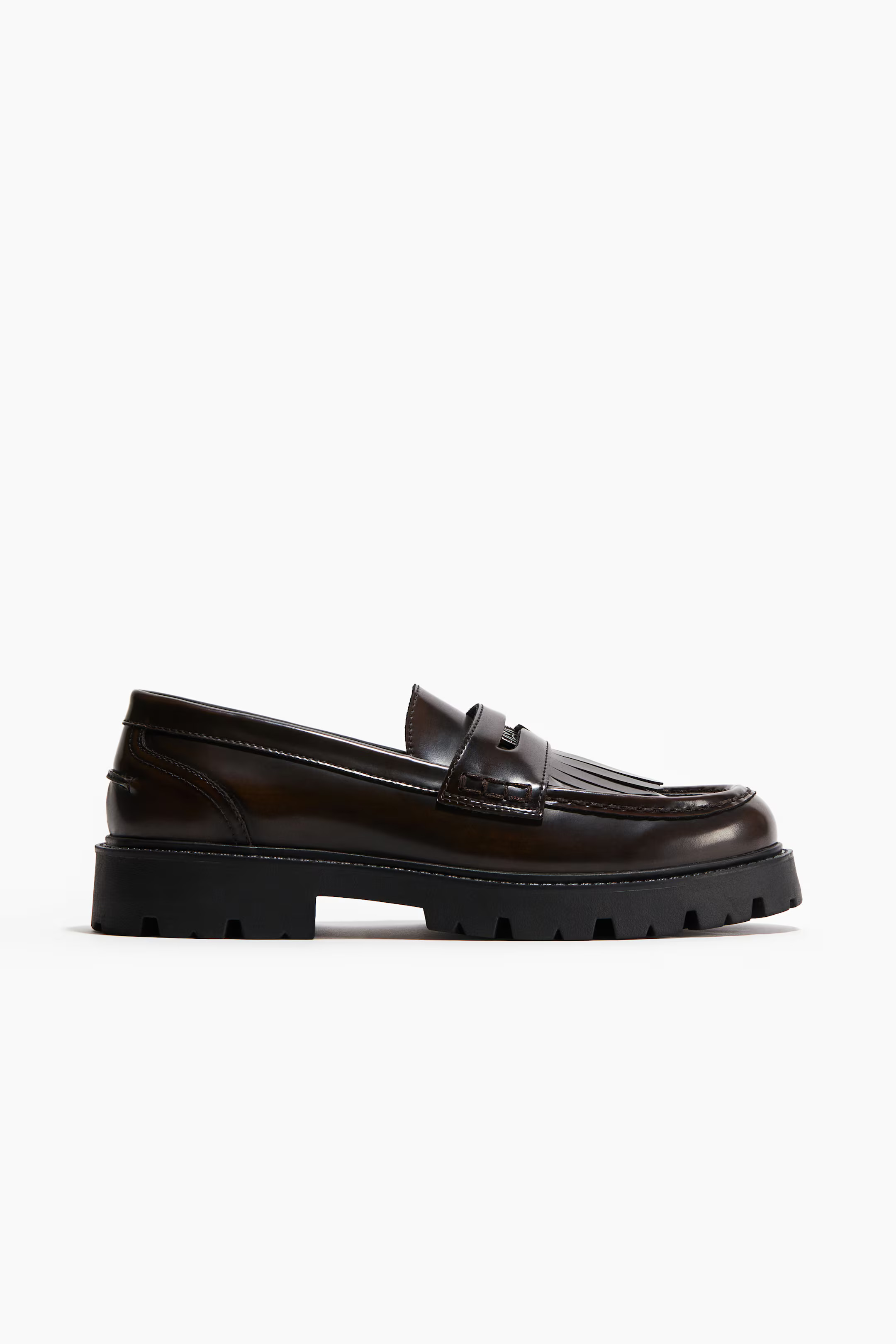 Fringe-trimmed loafers - Dark brown - Ladies | H&M GB | H&M (UK, MY, IN, SG, PH, TW, HK)