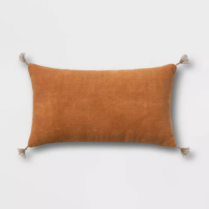 Washed Linen Lumbar Throw Pillow with Tassels - Threshold™ | Target