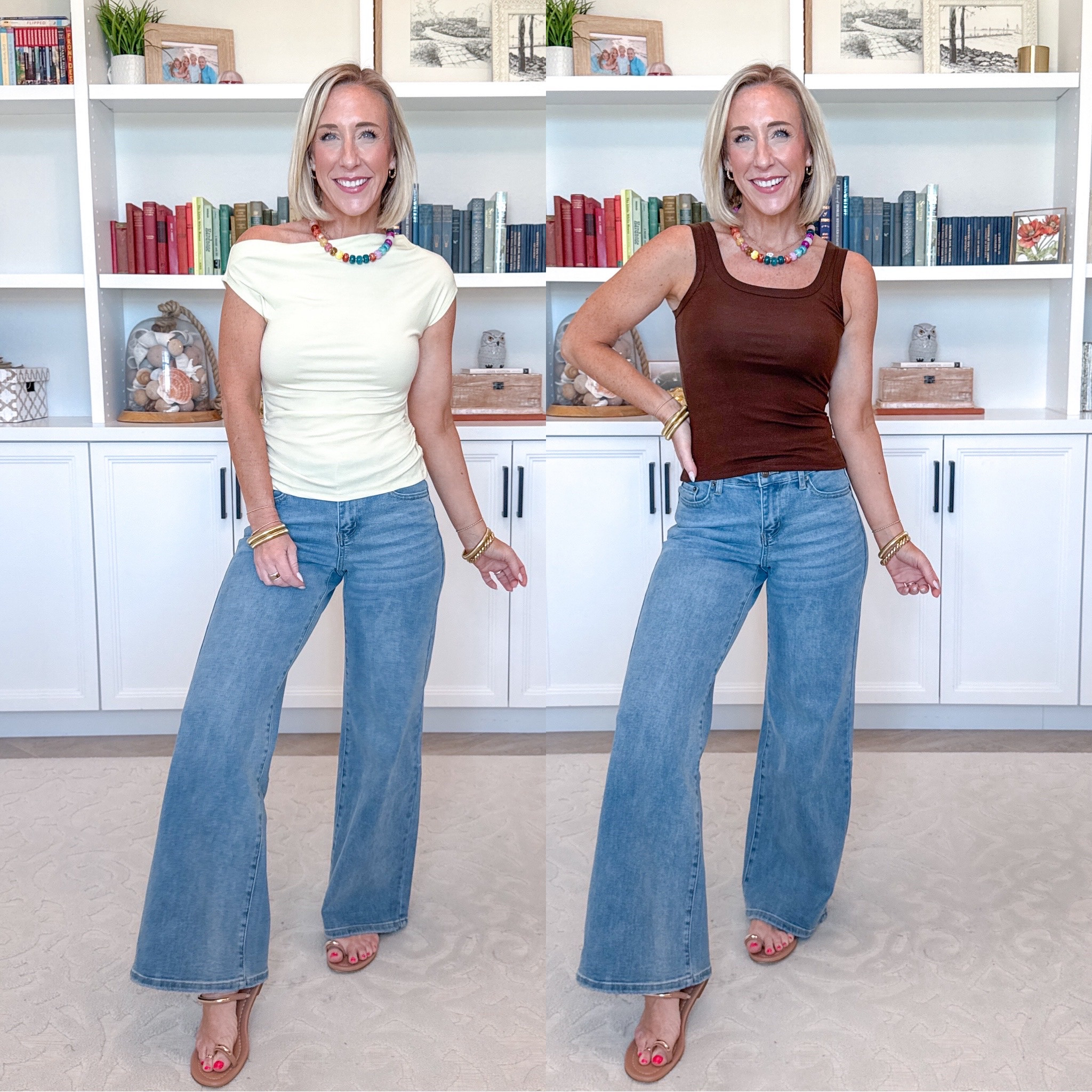 Amazon - jeans and tops Use code 10LESLIEWOOL for 10% off. Adjustable Waist Baggy Jeans - size 26 (Color: Stretchy Light Blue). Ultralight Merino Wool Off-Shoulder Top - size Small. 6 colors. Ultralight Merino Wool Square Neck Tank Top - size Small. 6 colors. 

 

#LTKSeasonal #LTKOver40 #LTKSaleAlert