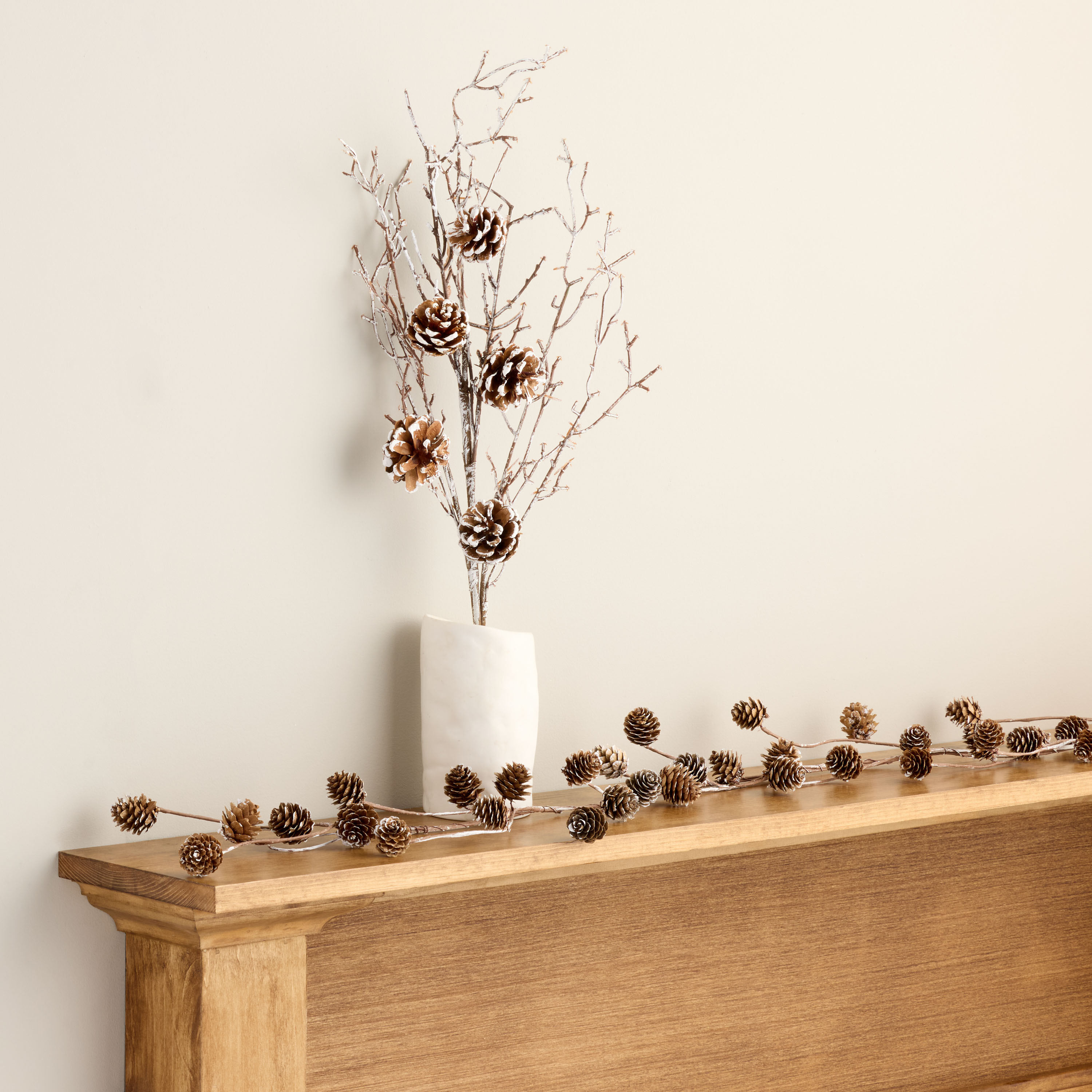Frosted Faux Twig and Mini Pinecone Decor Collection | World Market