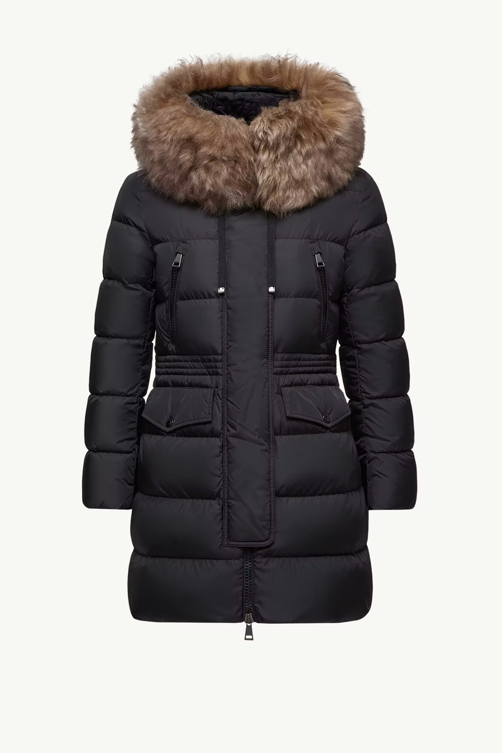 Aphroti Hooded Shearling-Trimmed Long Down Jacket | Moncler