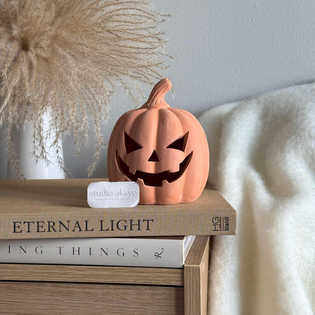 Terracotta Jack-o-lantern 12.5cm Pumpkin Tealight Holder | Fall Autumn Spooky Home Decor | Hallow... | Etsy (US)
