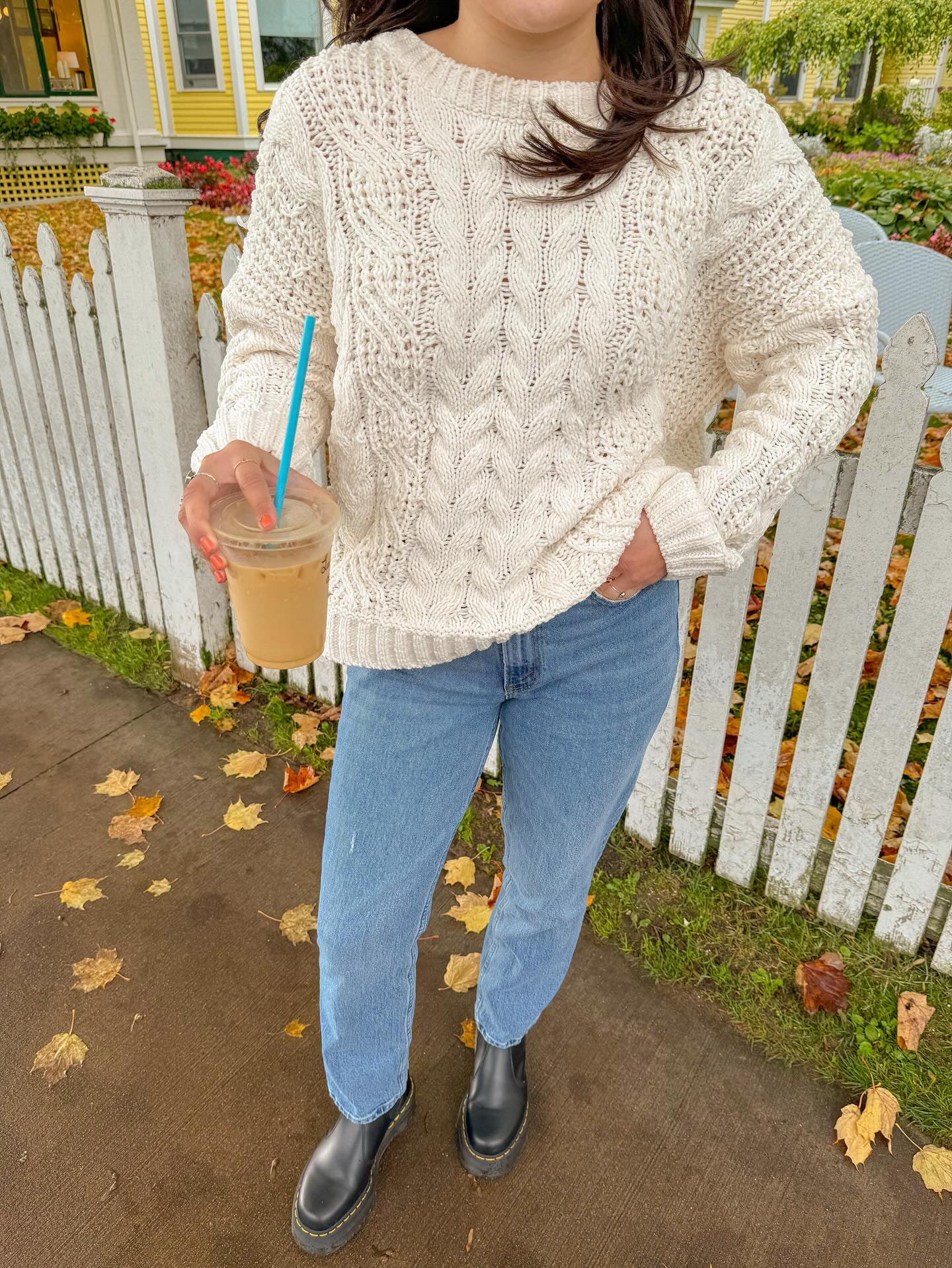 Ivory Sweater - Cable Knit Oversized Sweater | Boho Pink | Boho Pink