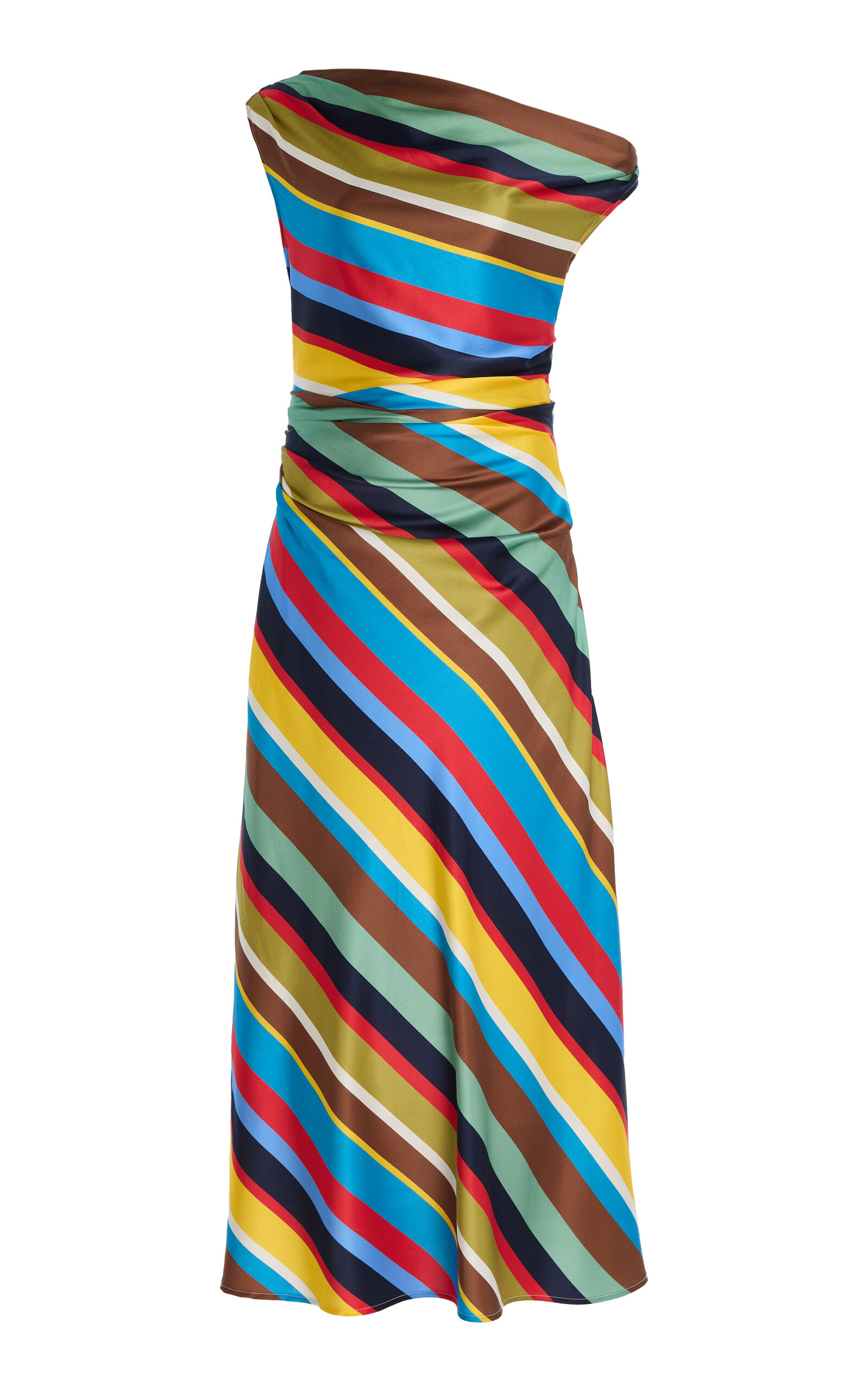 STAUD Phare Off-The-Shoulder Striped Silk Maxi Dress - Moda Operandi | Moda Operandi (Global)