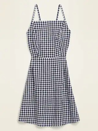 Gingham Linen-Blend Fit & Flare Cami Sundress for Women | Old Navy (US)