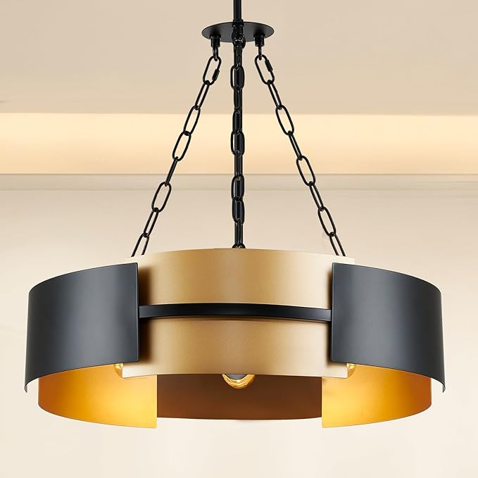 Black and Gold Chandelier Pendent Light Fixture 21.7 Inch Large Pendant Lights Kitchen Island 5-L... | Amazon (US)